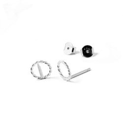 Ohrstecker mit gewundenem Ring, Silber, 8 mm, 2 Stk.