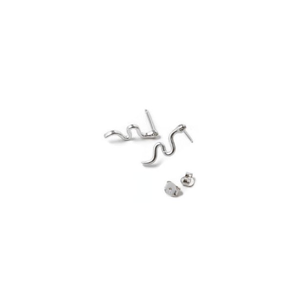 Earstuds with snake, Sterling silver, 15x0.9 mm 2pcs.