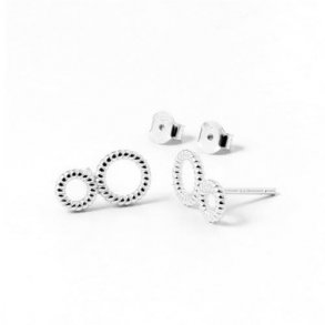 Earstuds with 2 twisted rings, Sterling silver, 13x8mm, 2pcs.