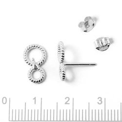 Ohrstecker mit 2 gewundenen Ringen, Sterlingsilber, 13x8 mm, 2 Stk.