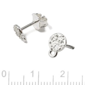 Ohrstecker mit gehmmerter Platte mit se, Sterligsilber, 5x7 mm, 2 Stck