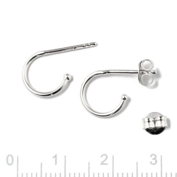 Earstuds, small, open arch, Sterlingsilver, diameter 10mm, 2pcs