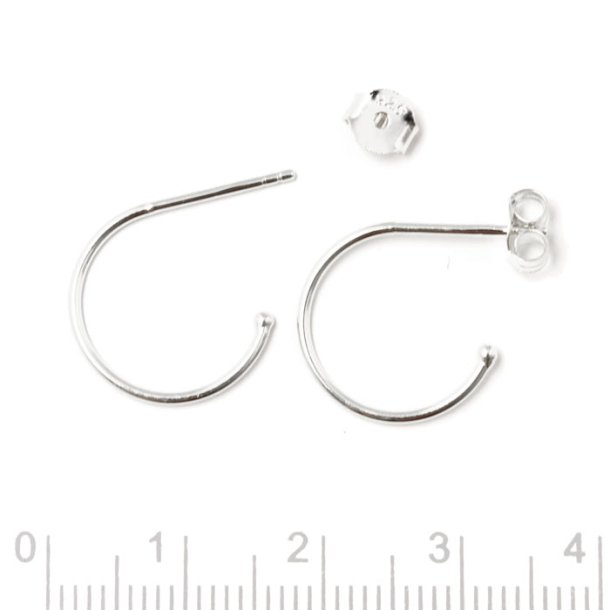 Earstuds, open arch, Sterlingsilver, diameter 15mm, 2pcs