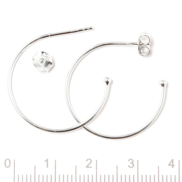 Earstuds, open arch, Sterlingsilver, diameter 25mm, 2pcs