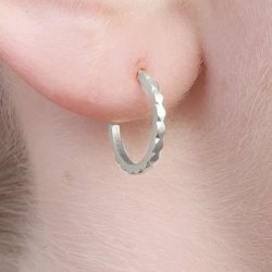 Ohrstecker, Silber, facettiert, rund offen, Durchmesser 14 mm, 2 Stk.