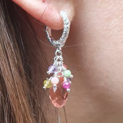 Ohrstecker mit Scharnier, gehmmert mit se, vergoldetes Silber, 13x2,5 mm, 2 Stck.