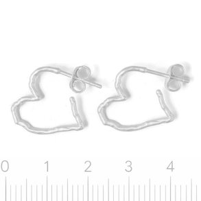 Ohrstecker, offene unebene Herzform, mattiert, 925 Silber, 17,5x17,5 mm, 2 St�ck