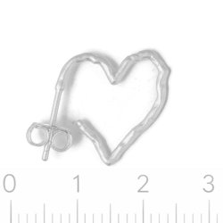 Ohrstecker, offene unebene Herzform, mattiert, 925 Silber, 17,5x17,5 mm, 2 St�ck