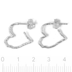 Ohrstecker, offene unebene Herzform, gl�nzend, 925 Silber, 17,5x17,5 mm, 2 St�ck