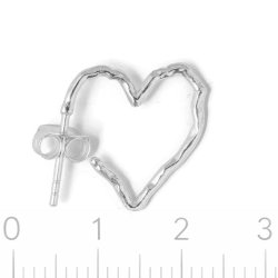 Ohrstecker, offene unebene Herzform, gl�nzend, 925 Silber, 17,5x17,5 mm, 2 St�ck
