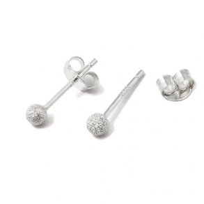Ohrstecker mit 3 mm Stardust-Kugel, Silber, Lnge 14 mm, 1 Paar