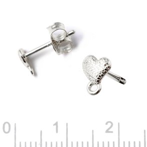 Ohrstecker, kleinem geh�mmertem Herz mit �se, Silber, 5,9x4,5 mm, 2 Stck