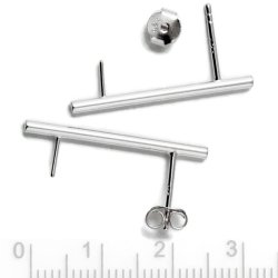 Ohrstecker mit langem Stab und Stifte f&uuml;r angebohrte Perle, silber, 26x1,8 mm, 2 Stk.