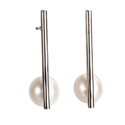 Ohrstecker mit langem Stab und Stifte f&uuml;r angebohrte Perle, silber, 26x1,8 mm, 2 Stk.