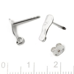 Ohrring, ungleichm&auml;&szlig;ig gewellt, l&auml;nglich mit &Ouml;se, gl&auml;nzend, silber, 10,5x4,5 mm, 2 Stck