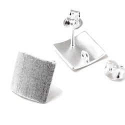 Ohrstecker mit Viereck, geb&uuml;rstet, Sterlingsilber, 10x10 mm, 2 Stk.