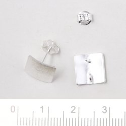 Ohrstecker mit Viereck, geb&uuml;rstet, Sterlingsilber, 10x10 mm, 2 Stk.