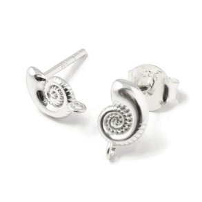 Ohrstecker, Seeschneckenhaus mit offener se, silber, 9,5x6 mm, 2 Stck