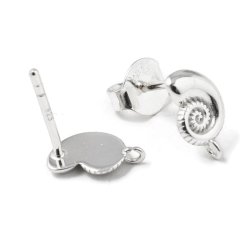 Ohrstecker, Seeschneckenhaus mit offener se, silber, 9,5x6 mm, 2 Stck