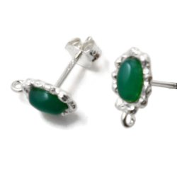  Ohrstecker mit gr&uuml;nem Onyx, Silber, 11,5x7x14 mm, 2 Stk