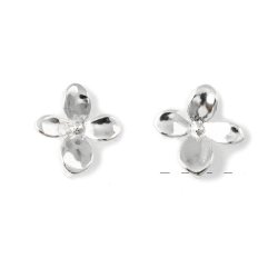 Ohrstecker, Blume mit 4 Blttern und se auf der Rckseite, Silber, 8x8 mm, 2 Stck