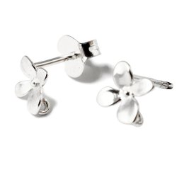 Ohrstecker, Blume mit 4 Blttern und se auf der Rckseite, Silber, 8x8 mm, 2 Stck