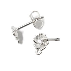 Ohrstecker, kleine Blume mit Zirkonia und se, Silber, 6,8x5,4 mm, 2 Stck