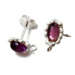 Ohrstecker mit Amethyst, Silber, 11,5x7x14 mm, 2 Stk