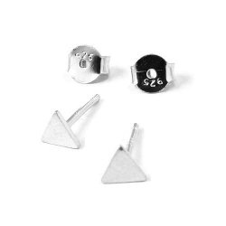 Ohrstecker mit kleinem Dreieck, geb&uuml;rstet, Sterlingsilber, 4,5 mm, 2 Stk.