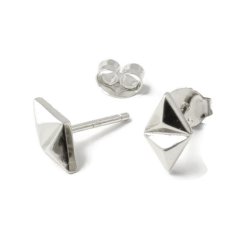 Ohrstecker mit Doppel-Dreieck, glnzend, Silber, 13x9x5 mm, 2 Stk.