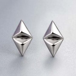 Ohrstecker mit Doppel-Dreieck, glnzend, Silber, 13x9x5 mm, 2 Stk.