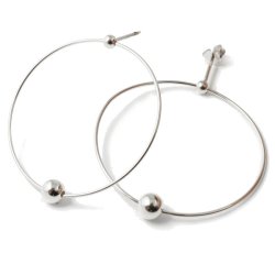 Ohrstecker mit Perle und groem Ring, Silber, 35x5x13 mm, 2 Stk.