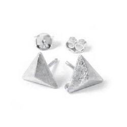 Ohrstecker mit Dreieck, und ose, geb&uuml;rstet, Sterlingsilber, 9 mm, 2 Stk.
