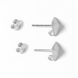 Ohrstecker mit Dreieck, und ose, geb&uuml;rstet, Sterlingsilber, 9 mm, 2 Stk.