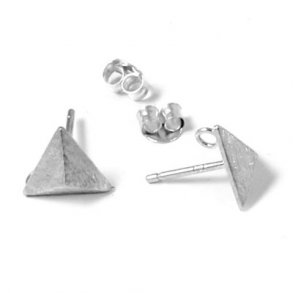 Ohrstecker mit Dreieck, und ose, gebürstet, Sterlingsilber, 9 mm, 2 Stk.