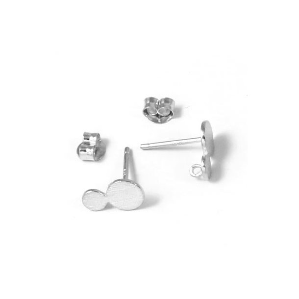 Earstuds, brushed coins and eye, Sterling silver, 9mm, 2pcs.