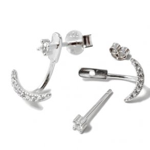 Anker-restik med zirkoner, sterlingslv, 13x9 mm, 2 stk