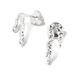 Ohrstecker, Korallenzweige mit 2 sen, gehmmert, 14x6 mm, Silber, 2 Stck.