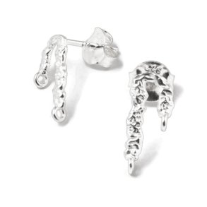 Ohrstecker, Korallenzweige mit 2 sen, gehmmert, 14x6 mm, Silber, 2 Stck.