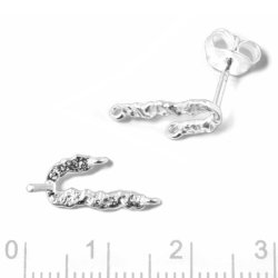 Ohrstecker, Korallenzweige mit 2 sen, gehmmert, 14x6 mm, Silber, 2 Stck.