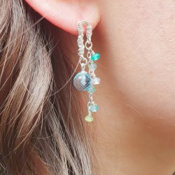 Ohrstecker, Korallenzweige mit 2 sen, gehmmert, 14x6 mm, Silber, 2 Stck.