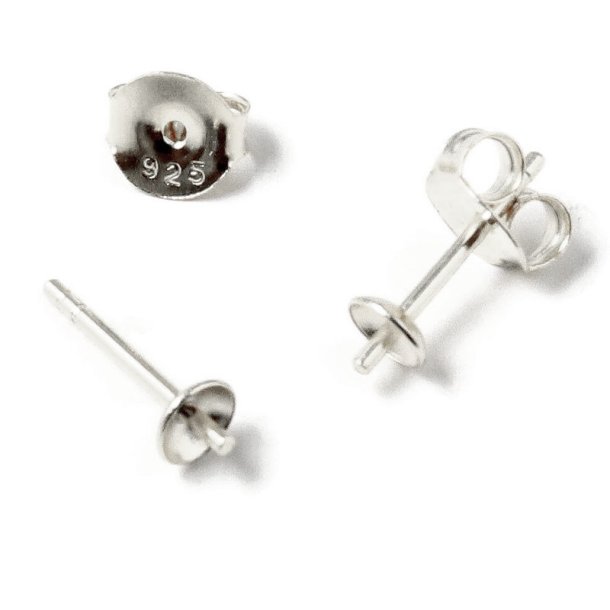 Ohrstecker mit Stift und Schale, Silber, 12,5x4x0,9 mm, 1 Paar