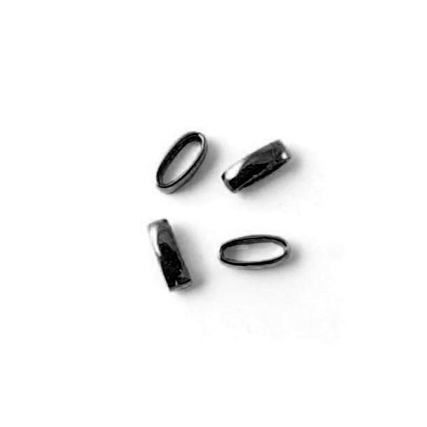 Ring/spacer bead, shiny oval, black silver, 11x5.5mm, 2pcs.
