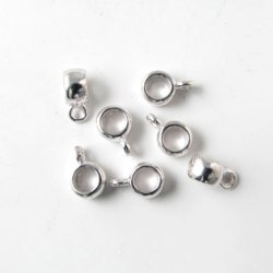 Bandring, rund, blank, versilbert, m. &Ouml;se, 6/3,5 mm, 10 Stk
