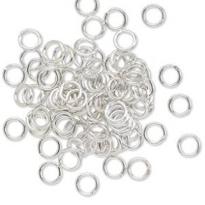Aluminium jump rings, silver-toned, 5/3.5mm, 100pcs