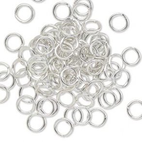 Aluminium jump rings, shiny, silver-toned, 6/4mm, 100pcs