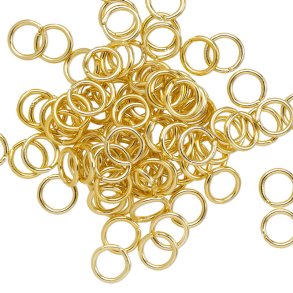 Aluminium jump rings, shiny, golden, 6/4mm, 100pcs