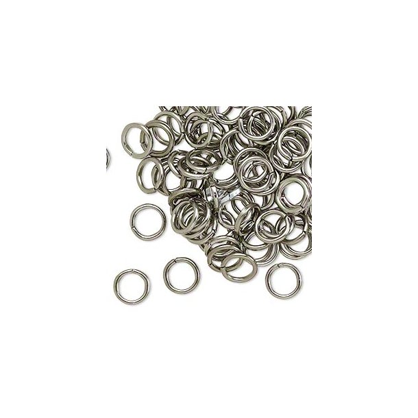 Aluminium jump rings, steel, 8/6mm, 100pcs