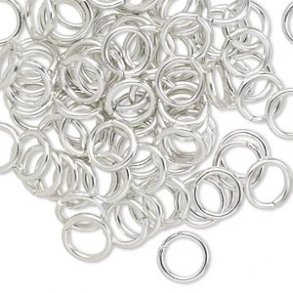 Aluminium jump rings, silver-toned, 8/6mm, 100pcs