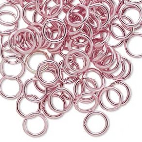 Aluminium jump rings, pink, 8/6mm, 100pcs